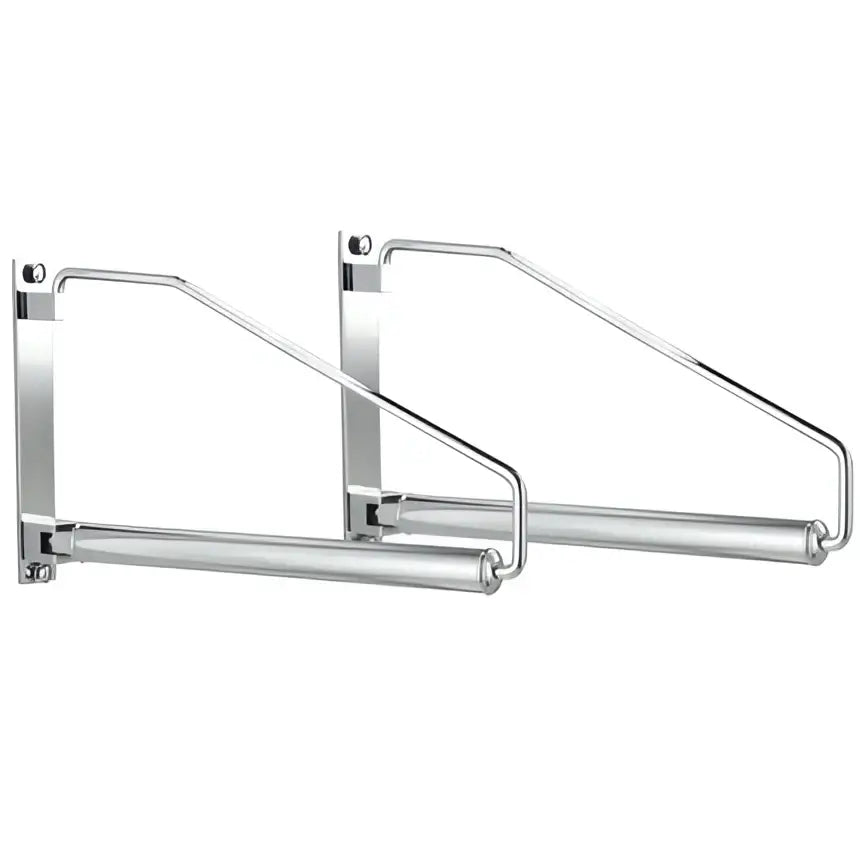 Silver metal wall-mounted towel racks with a sleek minimalist design complement decorbites brass gold wall clothing decor