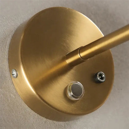 Brass-finished wall lamps base with cylindrical stem and visible mounting hardware for decorbites golden glass ball sconce