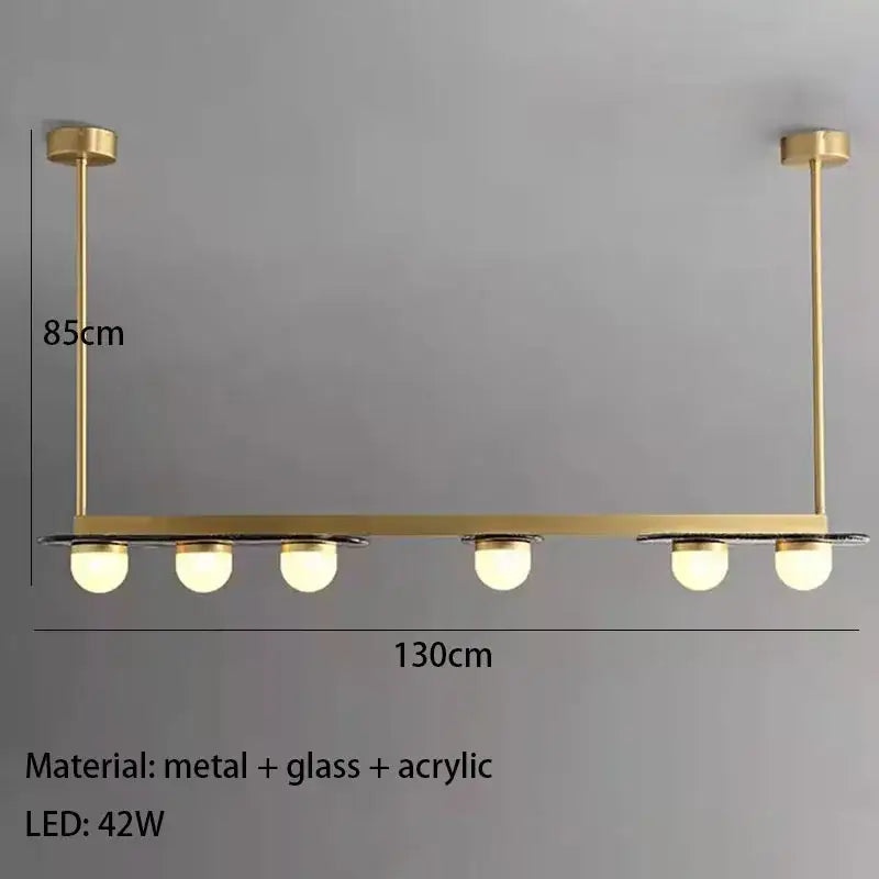 Modern brass gray glass led chandeliers with five gold-toned spherical glass led bulbs for dining room pendant lighting