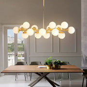 Decorbites minimalistic milky glass pearl 16-bulb brass hanging island lamp with gold-toned contemporary brass island lighting fixture