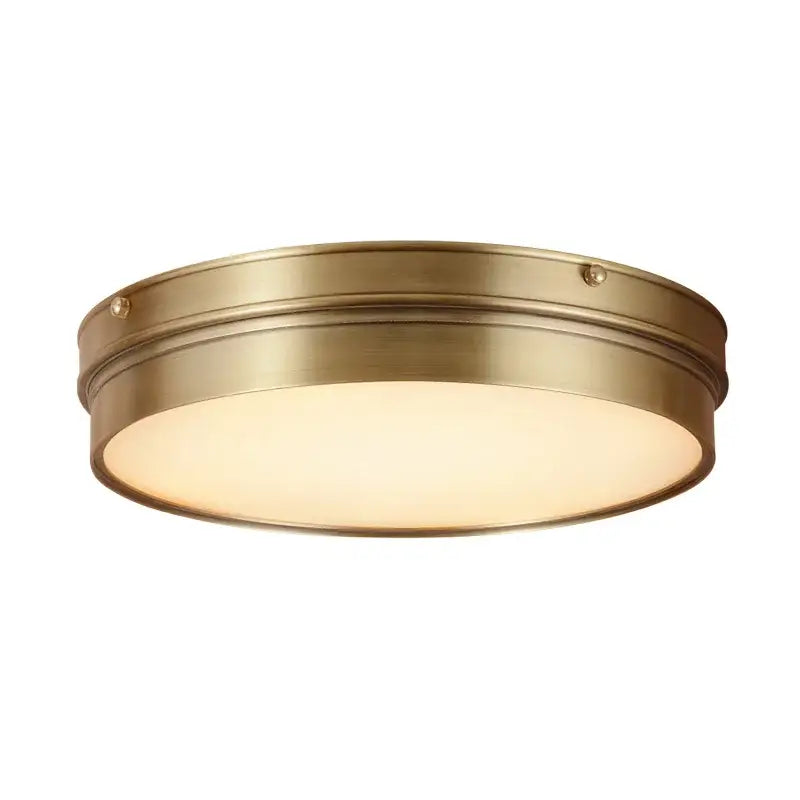 Modern brass led ceiling light with brass finish and frosted glass providing warm diffused glow for living room decorbites brass led ceiling lights
