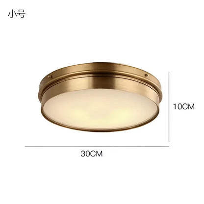 Modern brass led ceiling light with round brass finish and frosted glass diffuser for living room decorbites brass led