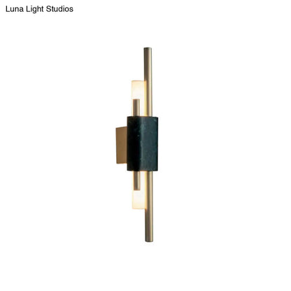DecorBites™ DecorBites™ Modern Brass LED Wall Sconce with Slim Tube Design and Black Marble Deco