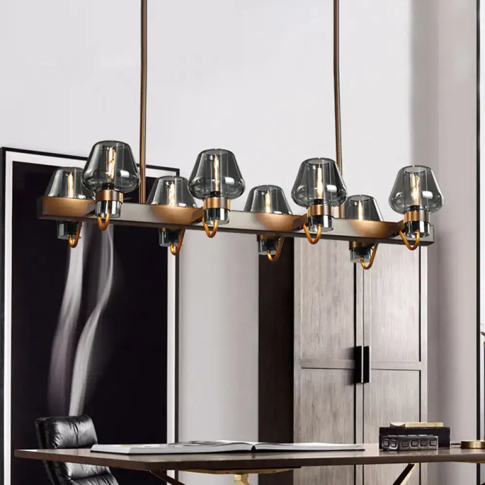 Modern bronze and smoked glass pendant lamp with linear design for 110v-120v and 220v-240v lighting use
