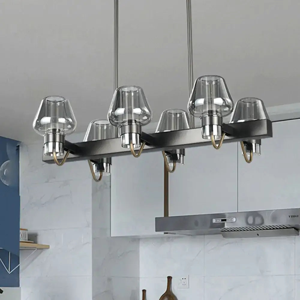 Modern industrial pendant lamp decorbites with linear design matte black frame clear glass shades 110v-120v 220v-240v