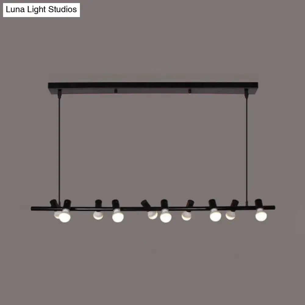 Black metal island lamp DecorBites retro pendant light with ten spherical bulbs and maximum bulb wattage for dining room
