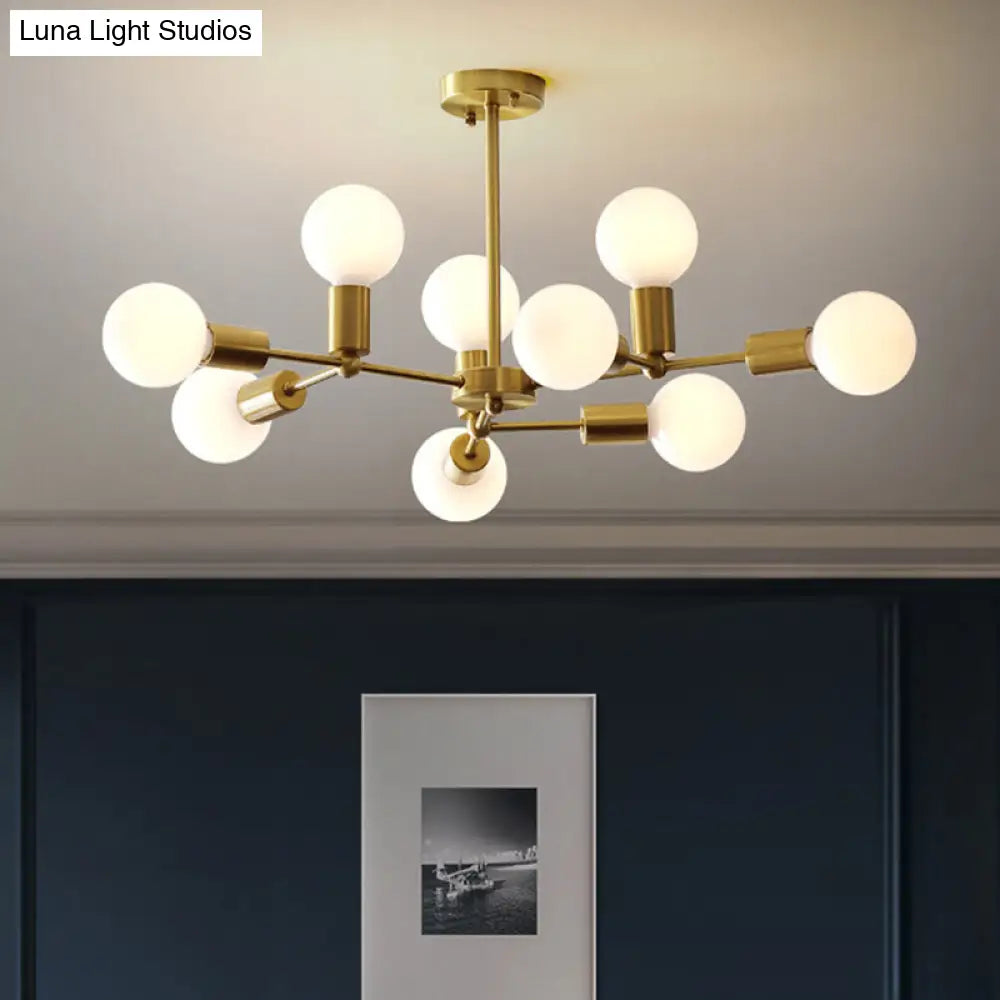 Lámpara de techo colgante Modo moderna de latón con 9 luces de cristal blanco esmerilado - Diseño de rama