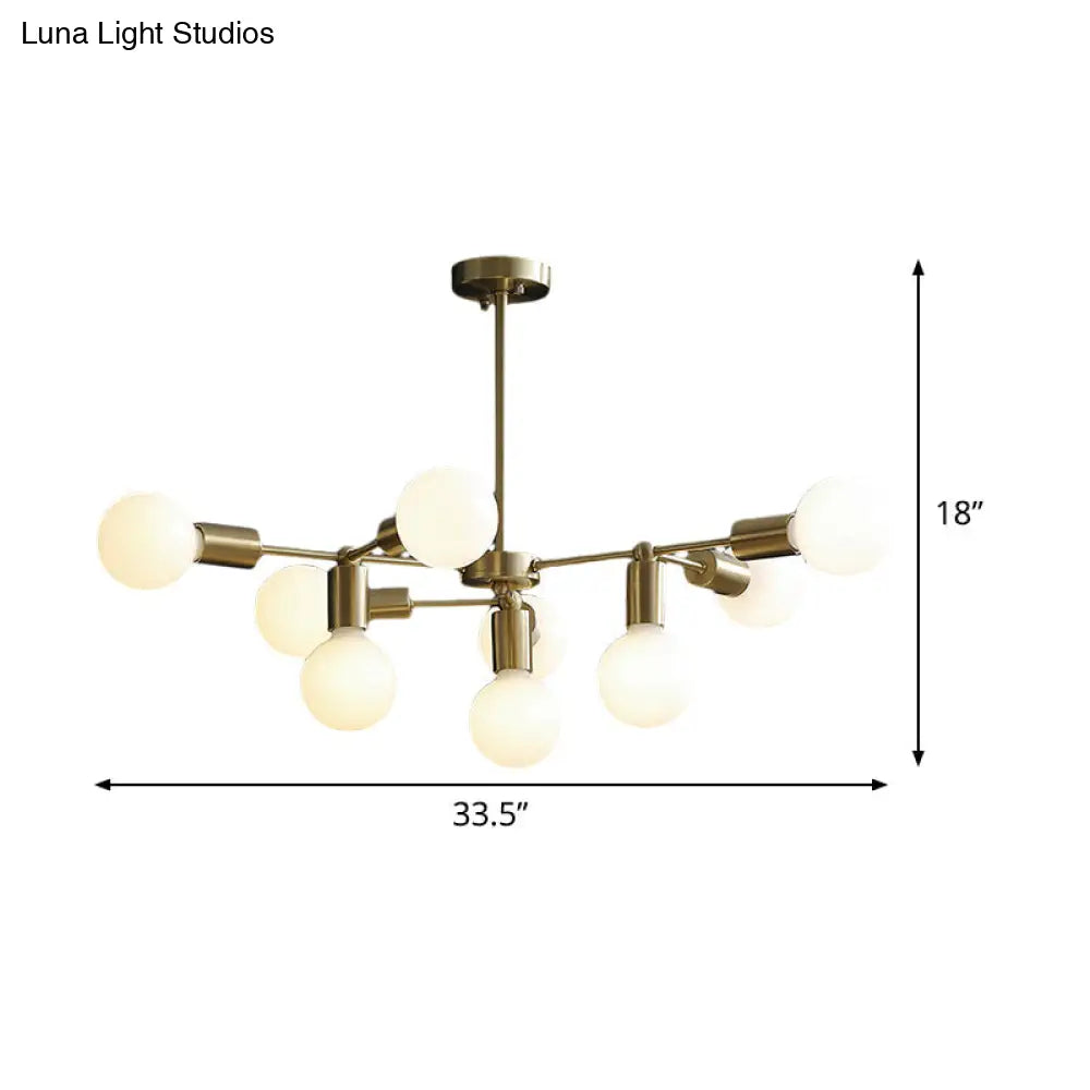 Lámpara de techo colgante Modo moderna de latón con 9 luces de cristal blanco esmerilado - Diseño de rama