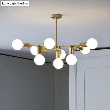 Lámpara de techo colgante Modo moderna de latón con 9 luces de cristal blanco esmerilado - Diseño de rama