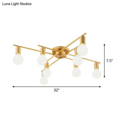 DecorBites™ DecorBites™ Modern Brass Molecular Flushmount Ceiling Lamp - 8-Bulb Cream Glass Flush Mount Light