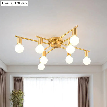 DecorBites™ DecorBites™ Modern Brass Molecular Flushmount Ceiling Lamp - 8-Bulb Cream Glass Flush Mount Light