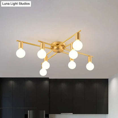 DecorBites™ DecorBites™ Modern Brass Molecular Flushmount Ceiling Lamp - 8-Bulb Cream Glass Flush Mount Light