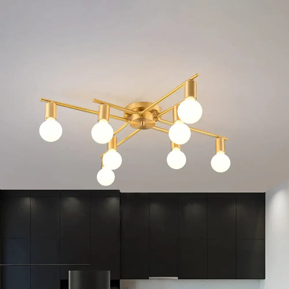 DecorBites™ DecorBites™ Modern Brass Molecular Flushmount Ceiling Lamp - 8-Bulb Cream Glass Flush Mount Light