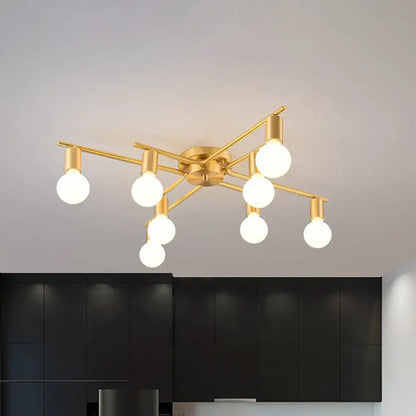 DecorBites™ DecorBites™ Modern Brass Molecular Flushmount Ceiling Lamp - 8-Bulb Cream Glass Flush Mount Light