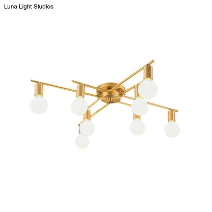 DecorBites™ DecorBites™ Modern Brass Molecular Flushmount Ceiling Lamp - 8-Bulb Cream Glass Flush Mount Light