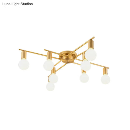 DecorBites™ DecorBites™ Modern Brass Molecular Flushmount Ceiling Lamp - 8-Bulb Cream Glass Flush Mount Light