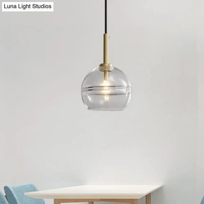 Lámpara colgante moderna de latón con pantalla de cristal transparente/gris ahumado con volantes - 1 luz para sala de estar