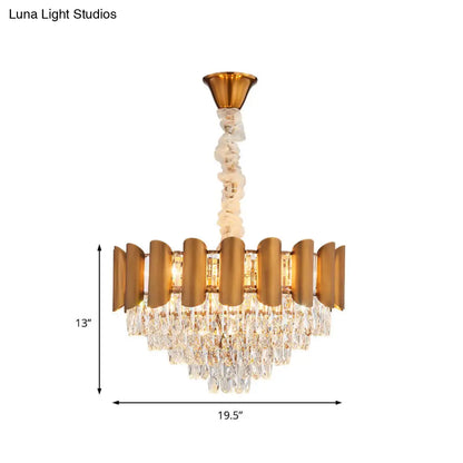 Lámpara colgante moderna de latón - Araña de múltiples luces con cristal facetado