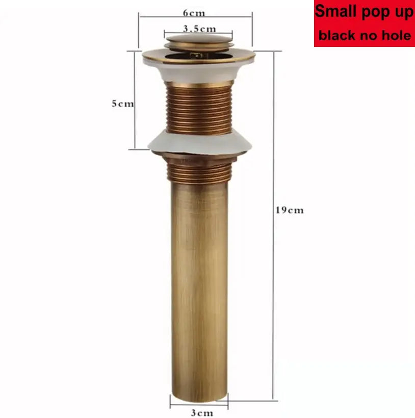 Modern brass pop up drain for bathroom sink in brass color with white ceramic top and threaded metal body by decorbites brass pop