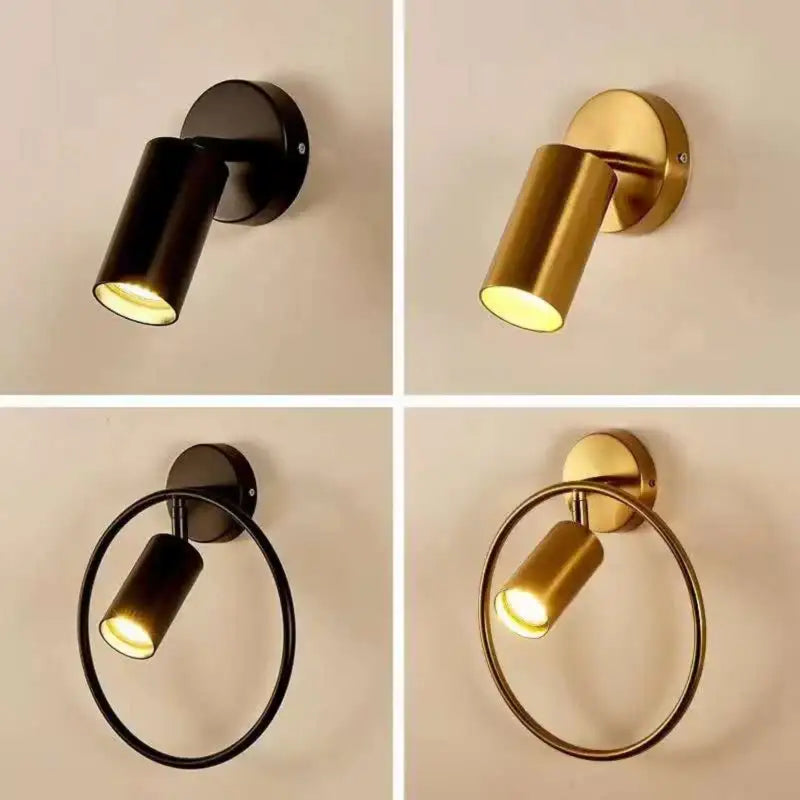 Modern brass ring led wall sconce in gold with a circular light design features decorbites brass ring led for bedroom decor