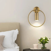 Modern brass ring led wall sconce with a gold circular brass ring led fixture ideal for bedroom decorbites brass ring design