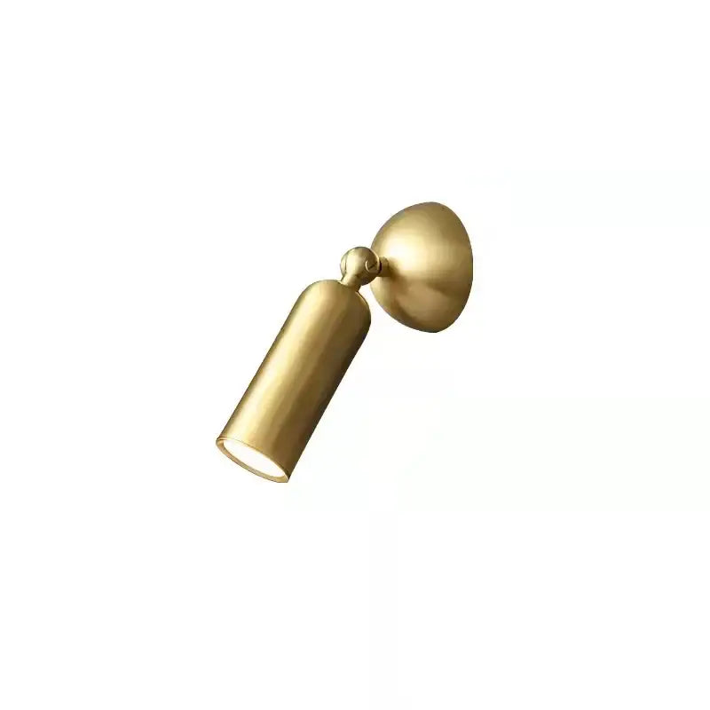 Modern brass rotatable led wall sconces with adjustable spotlight, cylindrical shade, and spherical base for bedroom decorbites brass rotatable