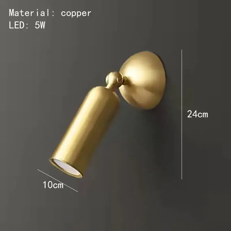Modern brass rotatable led wall sconces with a 5w spotlight copper finish and adjustable arm for bedroom decorbites brass rotatable