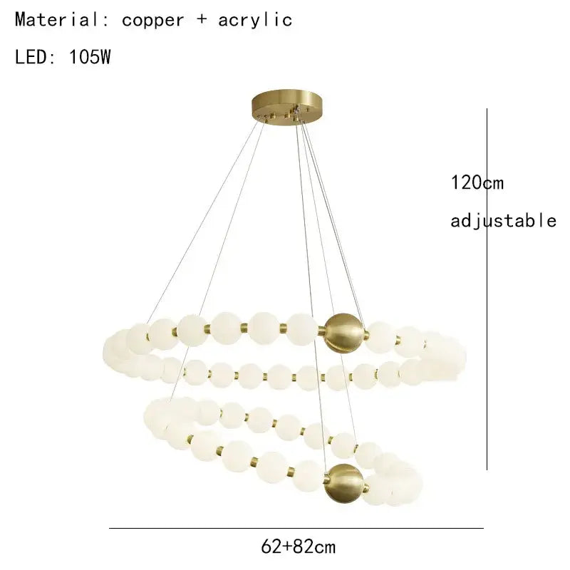 Modern brass round led pendant lights featuring a spiral chandelier with frosted acrylic spheres and brass accents adjustable to 120cm