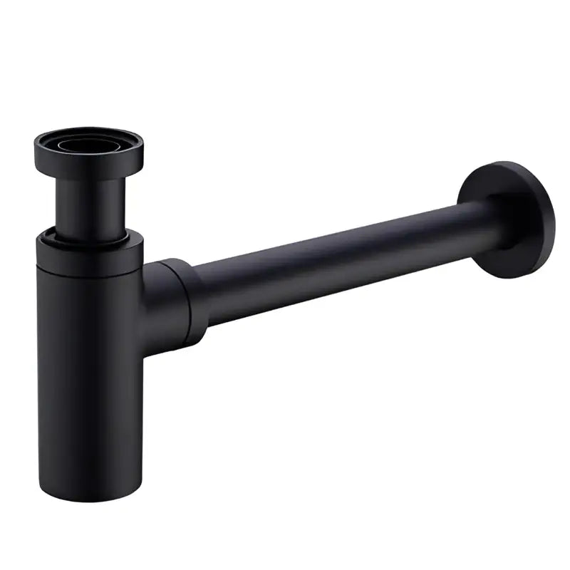 Modern brass round siphon p-trap set in gun grey with black matte-finish sink drain trap for bathroom decorbites brass round