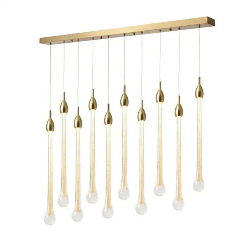 Modern brass round stairs led chandelier with gold-toned glass droplets and brass accents for villa dining room decorbites 3w round