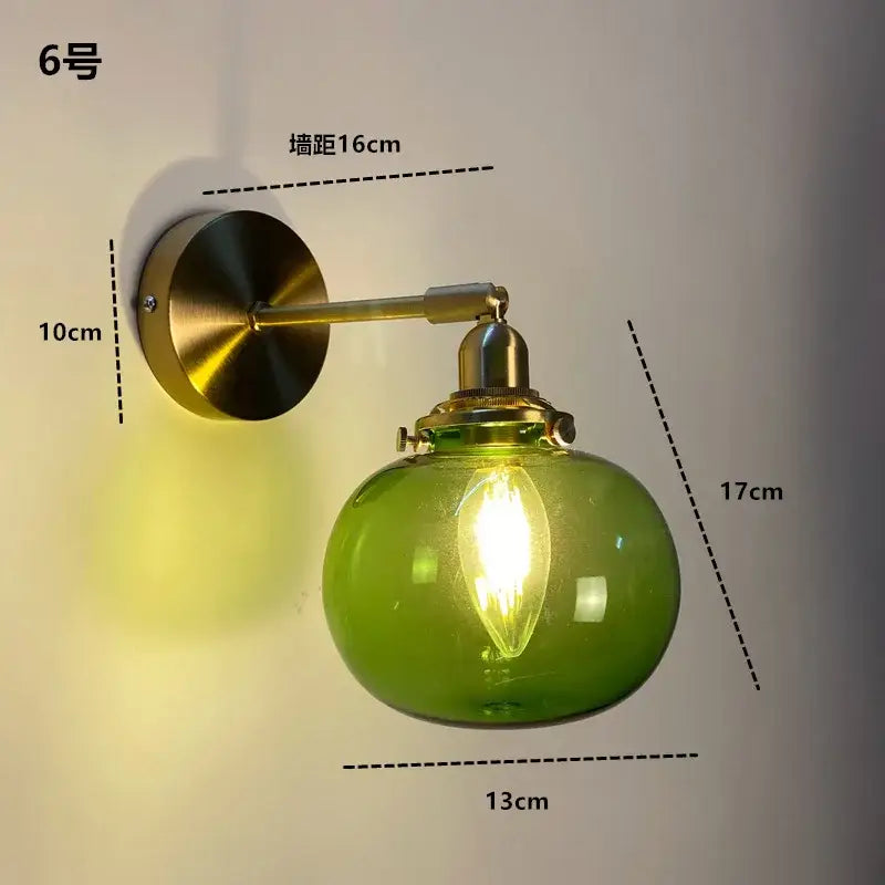 Modern brass ruffled clear glass led wall sconce featuring green glass globe and brass hardware for decorbites clear glass lighting