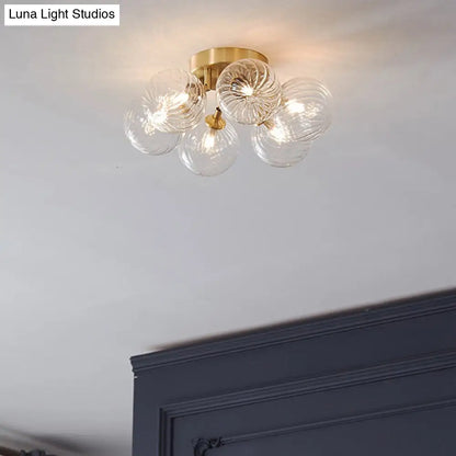 DecorBites™ DecorBites™ Modern Brass Semi-Flush Ceiling Light with Clear Twist Glass for Dining Room Lighting