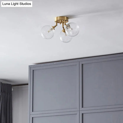 DecorBites™ DecorBites™ Modern Brass Semi-Flush Ceiling Light with Clear Twist Glass for Dining Room Lighting