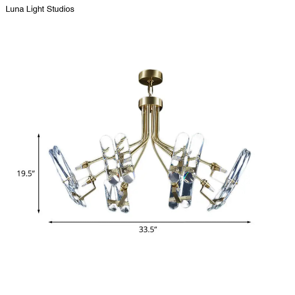 DecorBites™ DecorBites™ Modern Brass Semi Flush Sputnik Ceiling Light with 8 Clear Crystal Bulbs for Bedroom