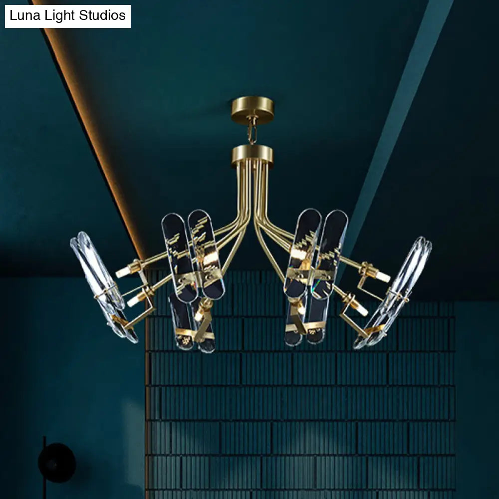 DecorBites™ DecorBites™ Modern Brass Semi Flush Sputnik Ceiling Light with 8 Clear Crystal Bulbs for Bedroom