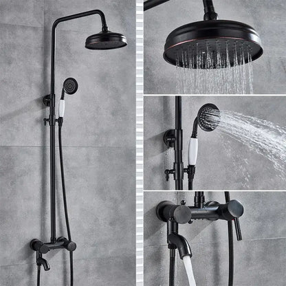 Modern brass shower set featuring black matte finish with white ceramic handles for stylish bathroom decorbites brass shower