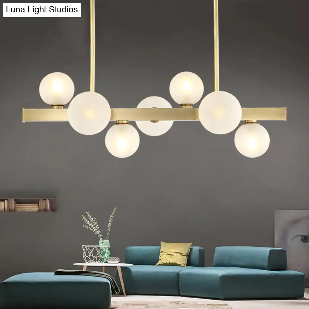 Modern brass spherical glass island ceiling light with frosted globe bulbs for kitchen dining 220v-240v use