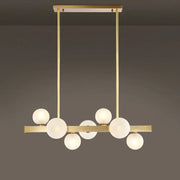 Modern brass spherical glass island ceiling light with frosted globe bulbs linear design 220v-240v for kitchen dining