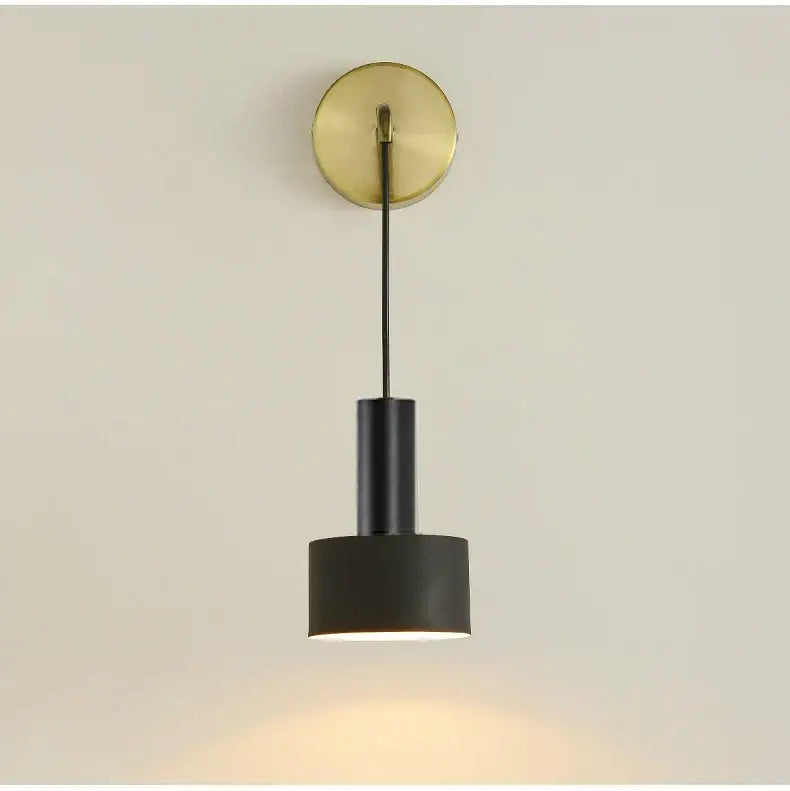 Minimalist black cylindrical pendant wall lamp with decorbites brass wall lamp mount for modern living room decor