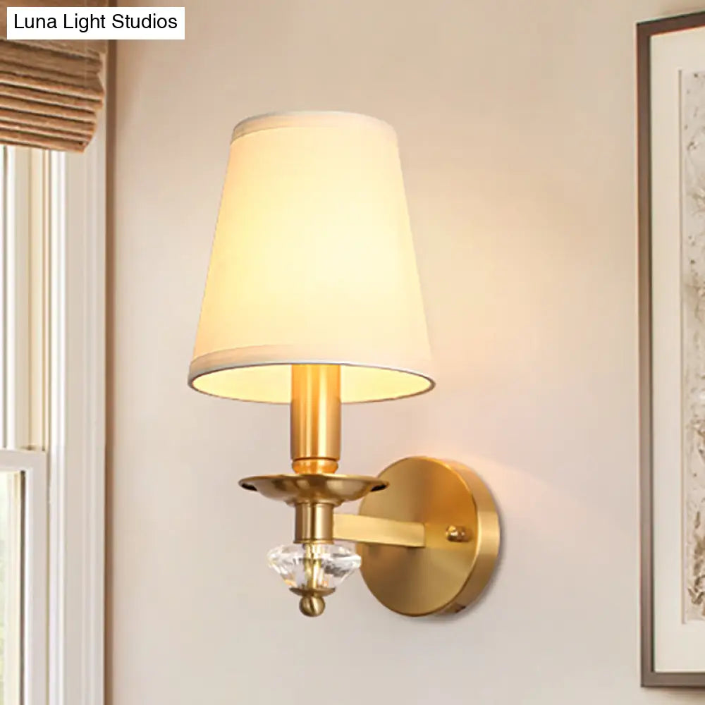 DecorBites™ DecorBites™ Modern Brass Wall Lamp with Fabric Cone Shade - Stylish Living Room Lighting