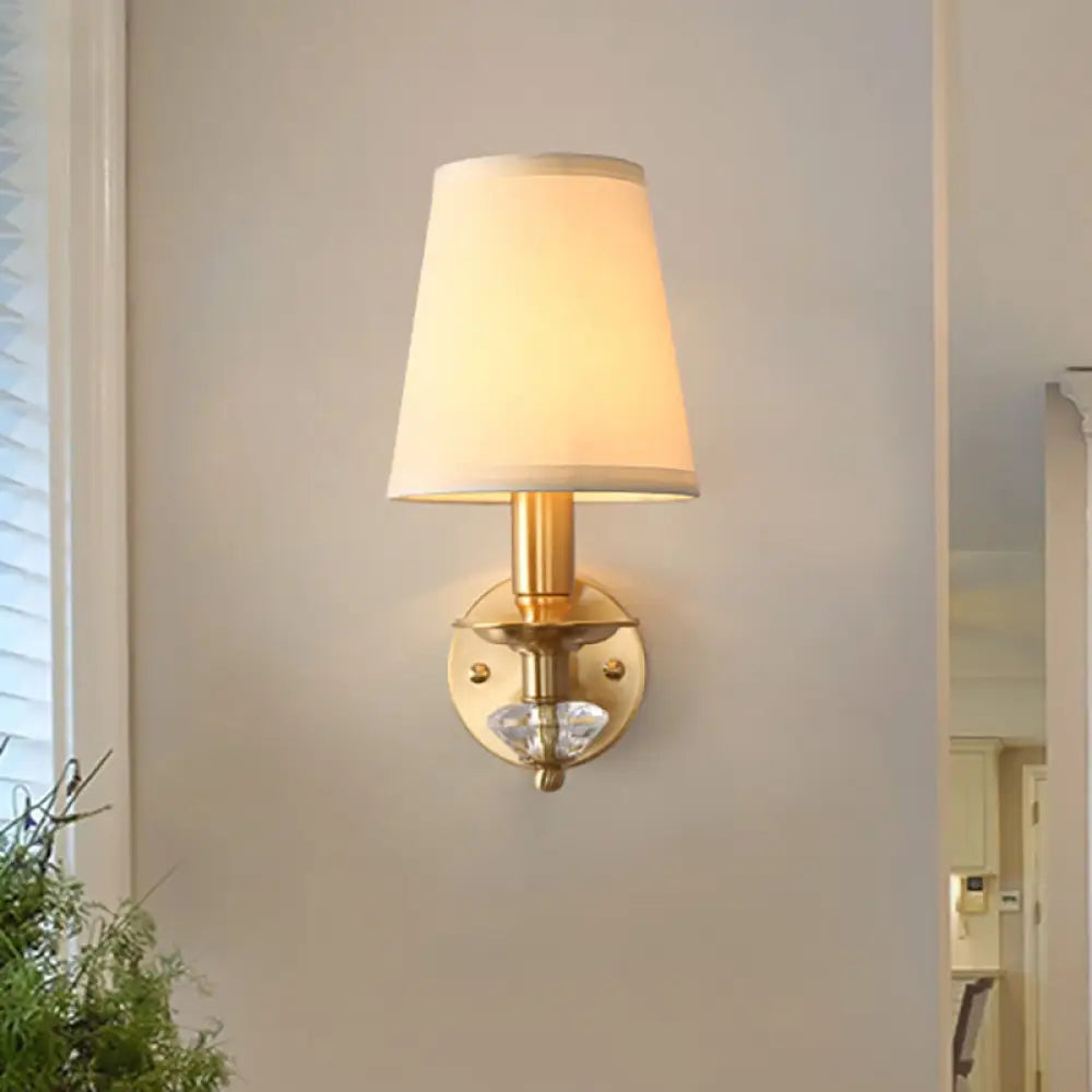 DecorBites™ DecorBites™ Modern Brass Wall Lamp with Fabric Cone Shade - Stylish Living Room Lighting