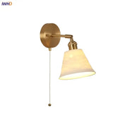 Modern brass wall lamp with frosted glass shade and adjustable pull-chain switch for bedroom reading decorbites copper led copper led wall