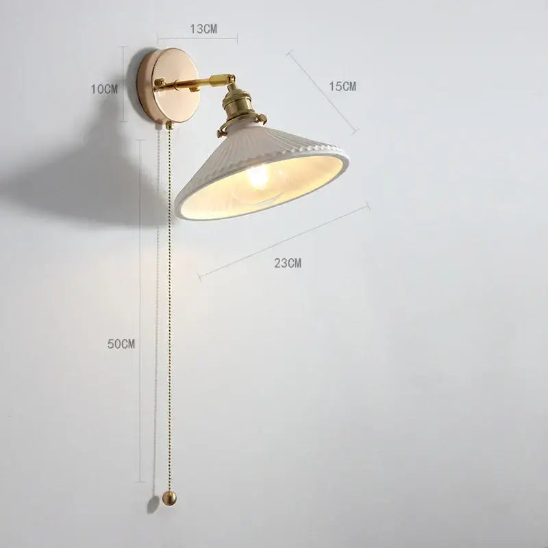 Modern brass wall lamp with ribbed white ceramic shade and copper arm wall design for bedroom reading light decorbites copper arm