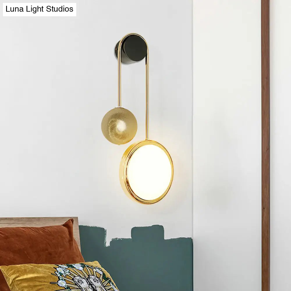 DecorBites™ DecorBites™ Modern Brass Wall Mount LED Sconce Light - Artistic Circle Design for Living Room