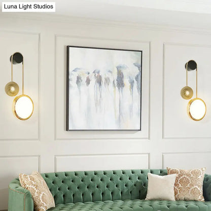 DecorBites™ DecorBites™ Modern Brass Wall Mount LED Sconce Light - Artistic Circle Design for Living Room