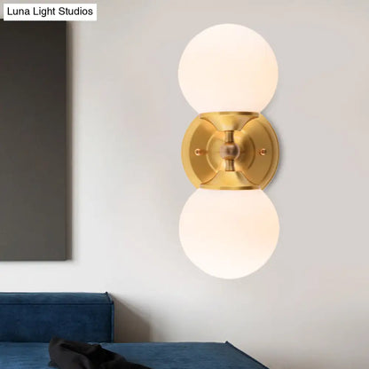 DecorBites™ DecorBites™ Modern Brass Wall Mount Sconce with 2 Milky Glass Heads