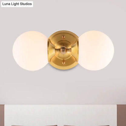 DecorBites™ DecorBites™ Modern Brass Wall Mount Sconce with 2 Milky Glass Heads