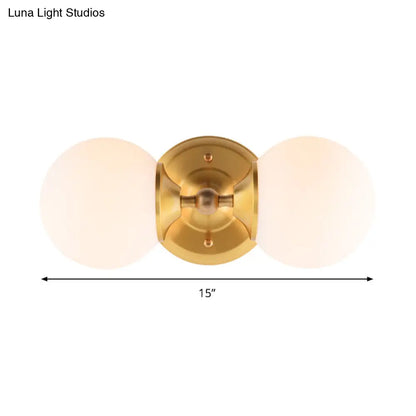 DecorBites™ DecorBites™ Modern Brass Wall Mount Sconce with 2 Milky Glass Heads