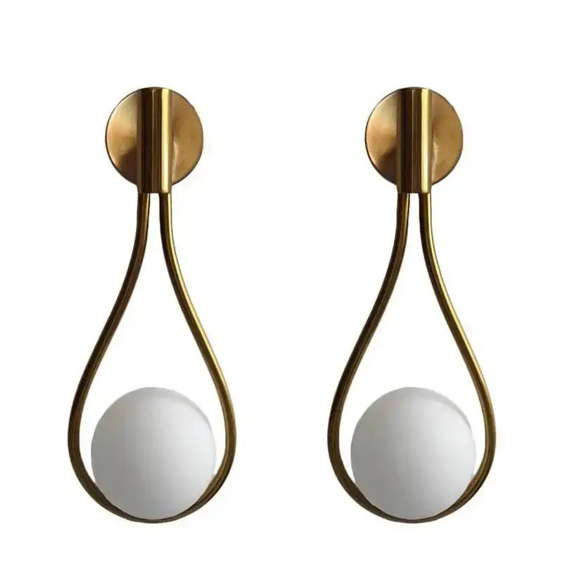 Pair of modern brass wall sconces with frosted white spherical glass shades for living room decorbites brass wall sconce