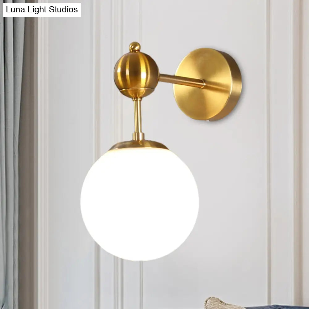 DecorBites™ DecorBites™ Modern Brass Wall Sconce Lamp with Adjustable Node - White Glass Globe Design